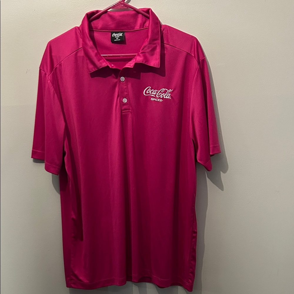 Coca Cola Men's XL Fushia Polo Shirt